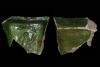 Fragment eines Schreibgeschirrs (?) mit Saturn aus der Serie der Sieben Planeten nach Beham, grün glasiert, 2. Hälfte 16. Jh., Seligenstadt, Kloster