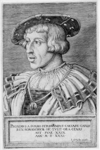 Kaiser Ferdinand I. (1503-1564), Ausschnitt aus einem 1531 erschienenen Holzschnitt von Barthel Beham