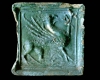 Fragment einer Blattkachel mit Greifen, grün glsiert, Oberrhein, 2. Hälfte 15. Jh., Baden-Baden, Stadtmuseum, urspr. Burg Hohenbaden