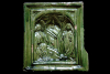 Blattkachel mit einer einteiligen Verkündigungsdarstellung nach Robert Campin grün glasiert, Ende 15. Jahrhundert, H. 16,0 cm; Br. 15,5 cm Geislingen an der Steige, Museum, urspr. Burg Helfenstein