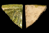 Fragment einer Gesimskachel mit geflügeltem Puttenkopf über lorbeerblattbesetztem Feston, grün glasiert, zweite Hälfte 17. Jh., H. 7,6 cm, Br. 7,4 cm, Speyer, Historisches Museum der Pfalz, urspr. Hardenburg