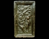 Fragment einer Blattkachel mit dem Sündenfall mit sitzendem Adam, dunkelbraun glasiert, Anfang 17. Jh., H. 36,0 cm, Br. 20,5 cm, Strasbourg, Musée Historique