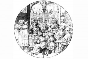 Scheibenriss mit dem Monat Januar. Zeichnung von Jörg Breu d. J., um 1525