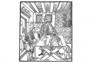 Flugblatt. Holzschnitt von David Sartorius, 1588