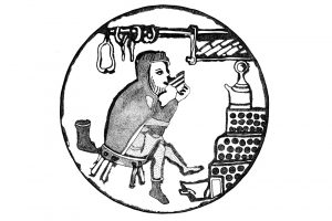 Allegorie des Monats Februar Miniatur in einem Würzburger Psalter, Franken, um 1250, München, Bayerische Staatsbibliothek, Lat. 3900, fo.l IVV